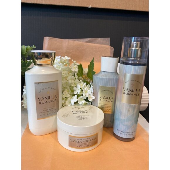 Bath & Body Works “Vanilla Romance” NEW 4-Pc Full Size Set - Picture 1 of 12